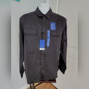 Apt.9 charcoal gray flannel button down collared shirt